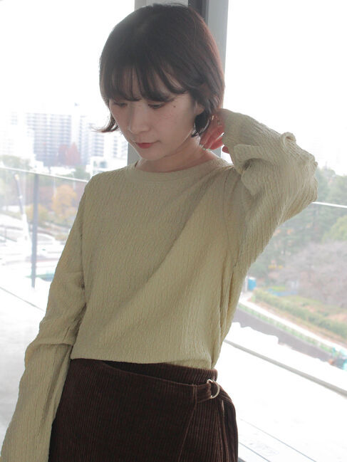 Samansa Mos2 blue「ふくれジャカードクルーネックプルオーバー」|Tシャツ・カットソー|