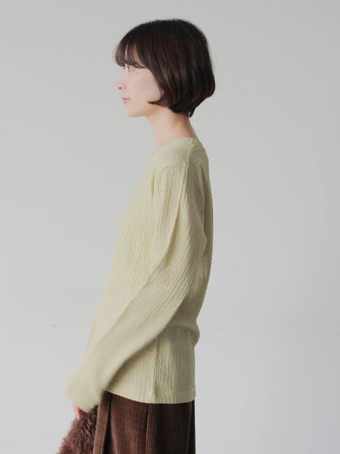 Samansa Mos2 blue「ふくれジャカードクルーネックプルオーバー」|Tシャツ・カットソー|