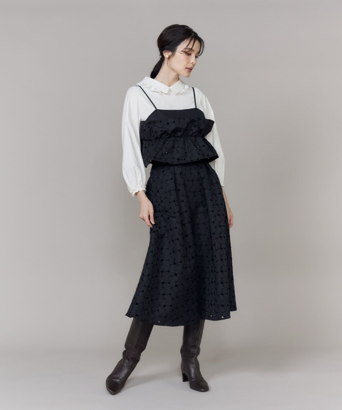 Maglie le cassetto「《大きいサイズ》フラワー刺繍ビスチェ」|シャツ・ブラウス|