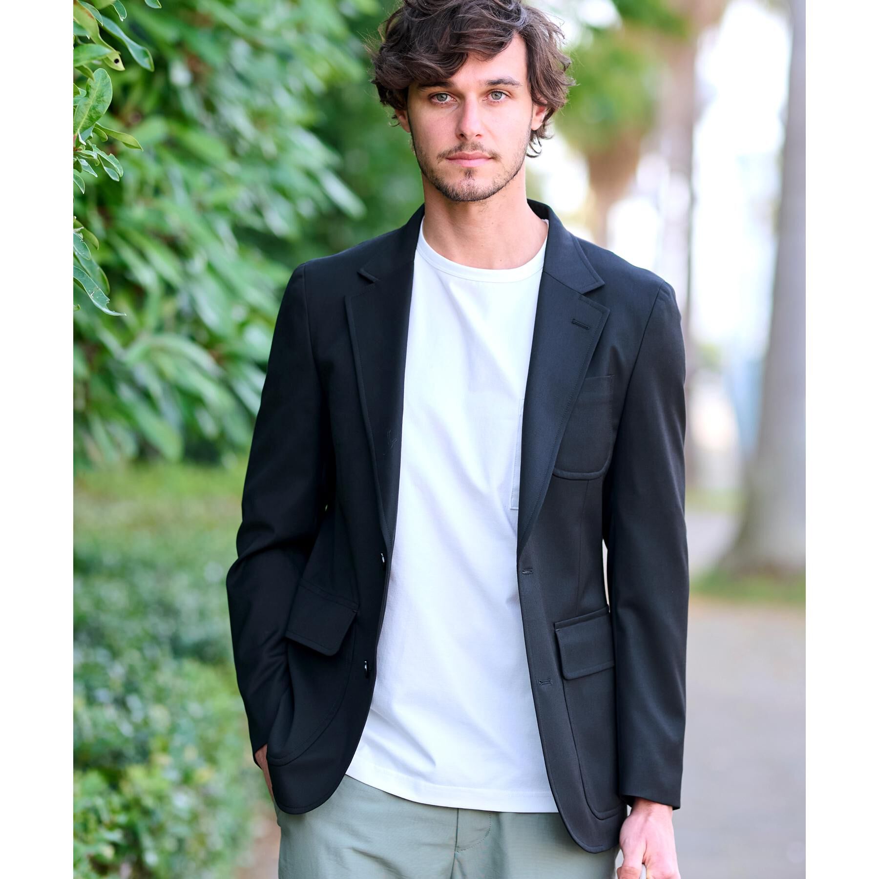 DRESSTERIOR「ウールブレンド コンフォータブルジャケット」|テーラードジャケット|ブラック(019)