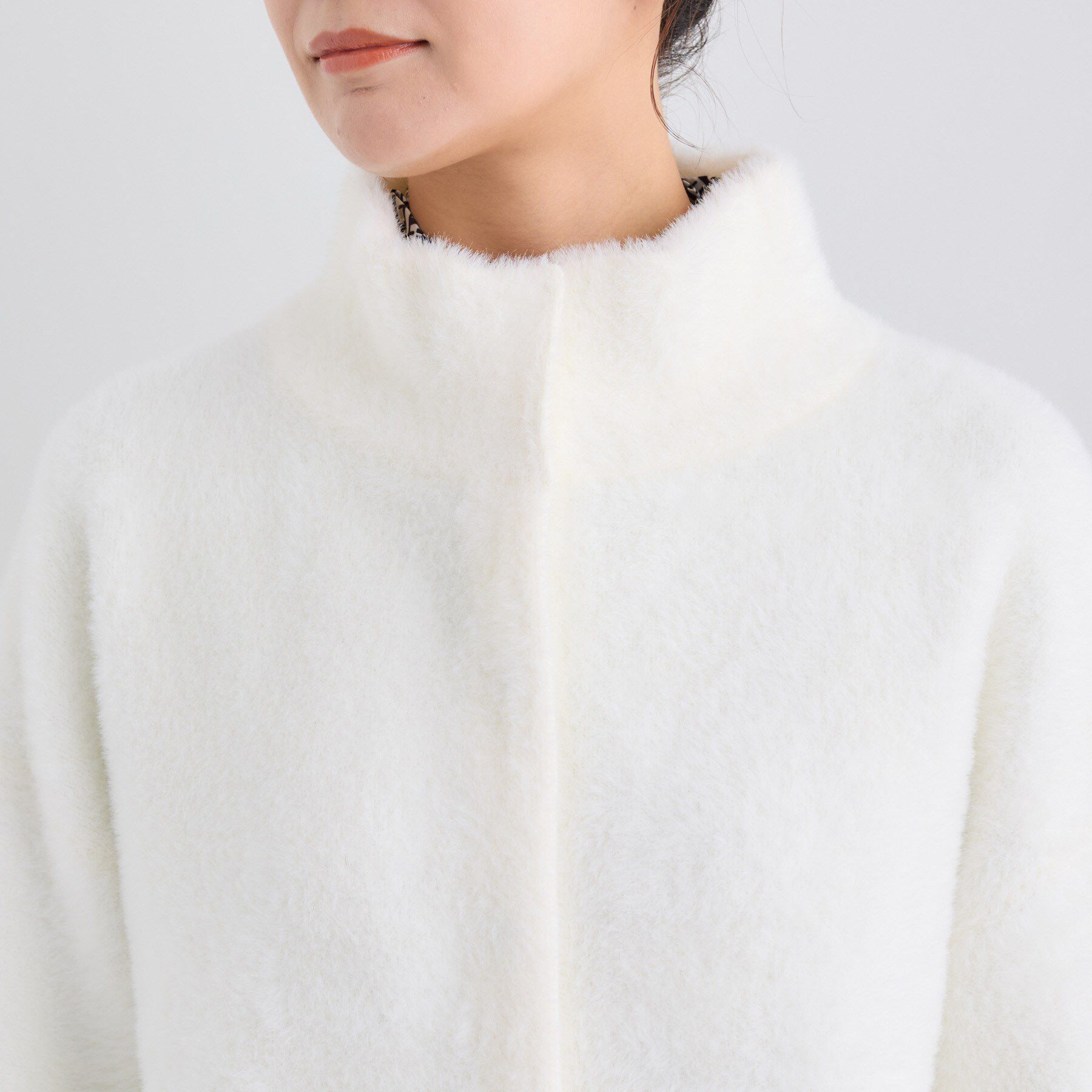 INDIVI「スタンドネック シャギーモールニット」|ニット・セーター|