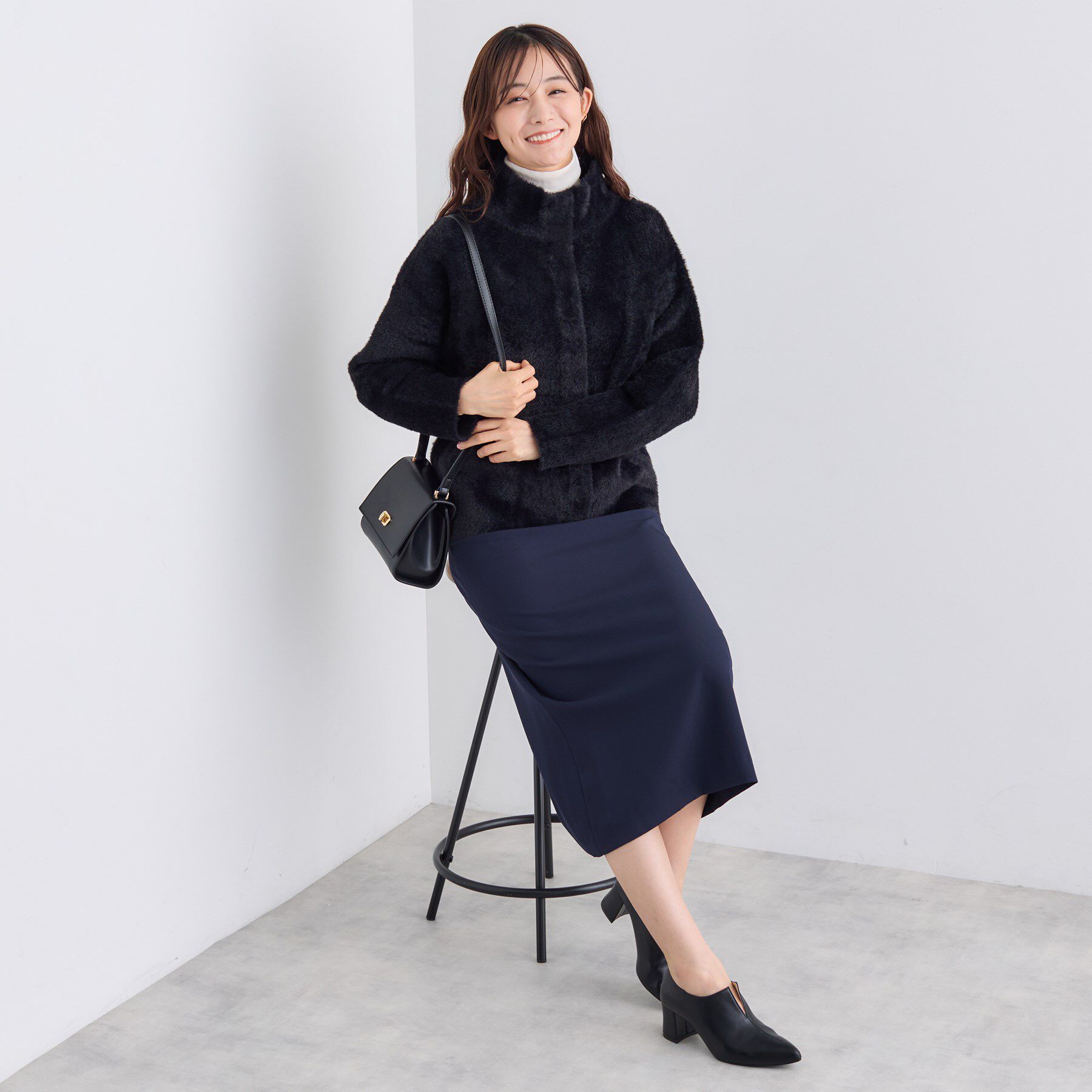 INDIVI「スタンドネック シャギーモールニット」|ニット・セーター|