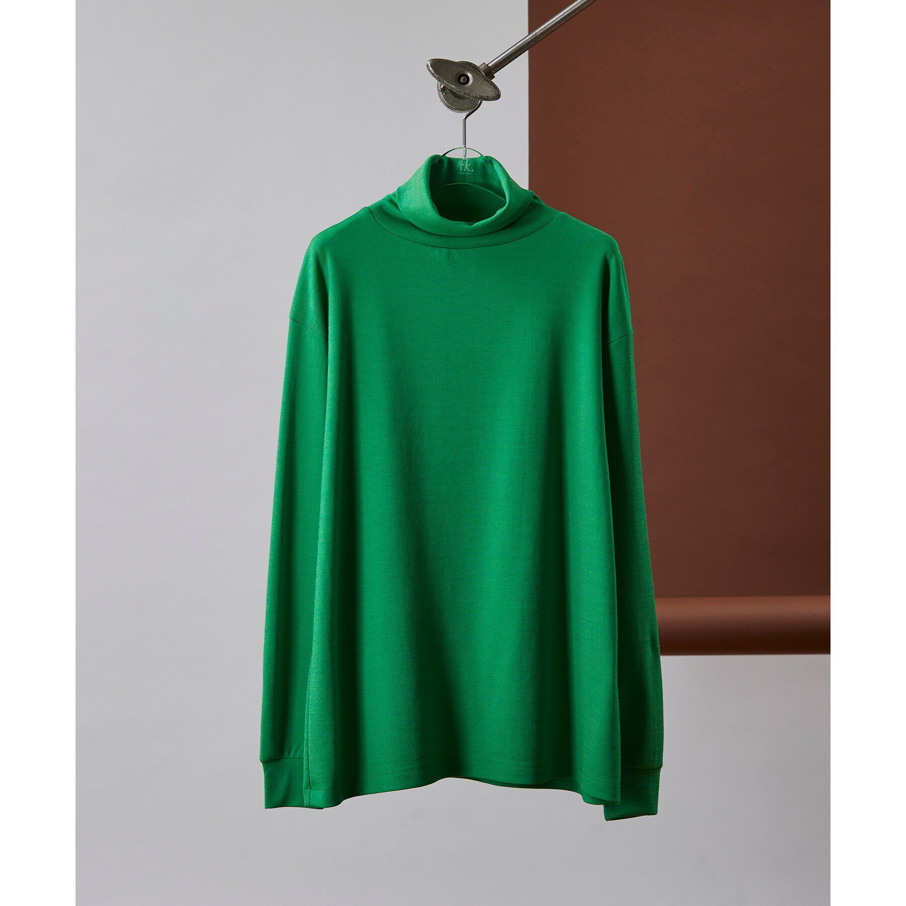 tk.TAKEO KIKUCHI「【S～3L】ミラノリブタートルネックニットソー（ユニセックスアイテム）」|Tシャツ・カットソー|ｸﾞﾘｰﾝ(022)