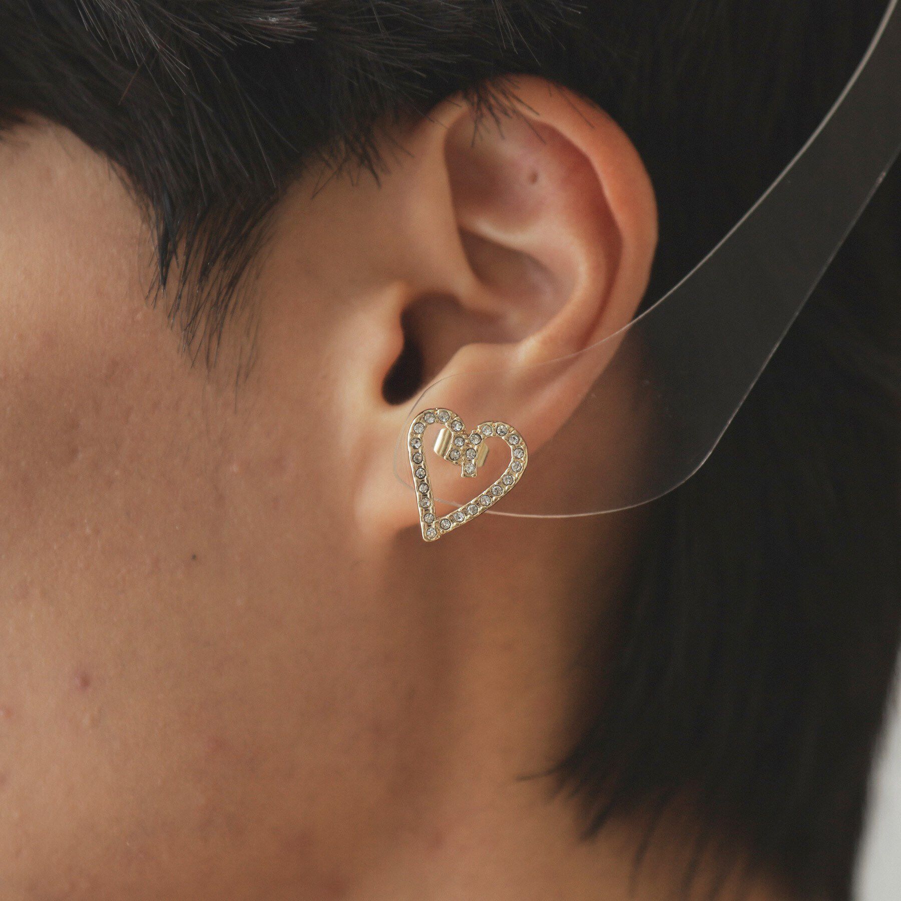 OPAQUE.CLIP「ハートビジューモチーフピアス」|ピアス|