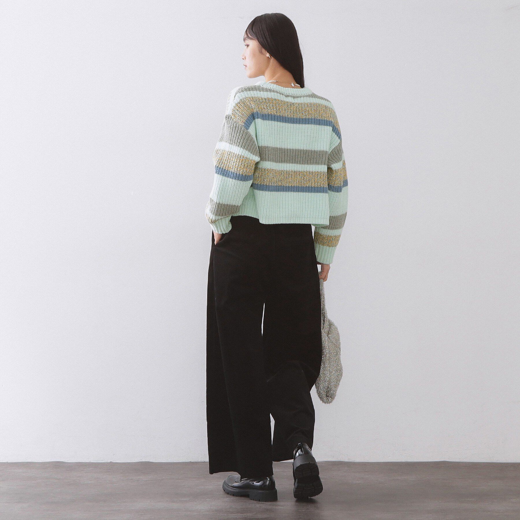 OPAQUE.CLIP「カラーボーダーミドルゲージニット」|ニット・セーター|