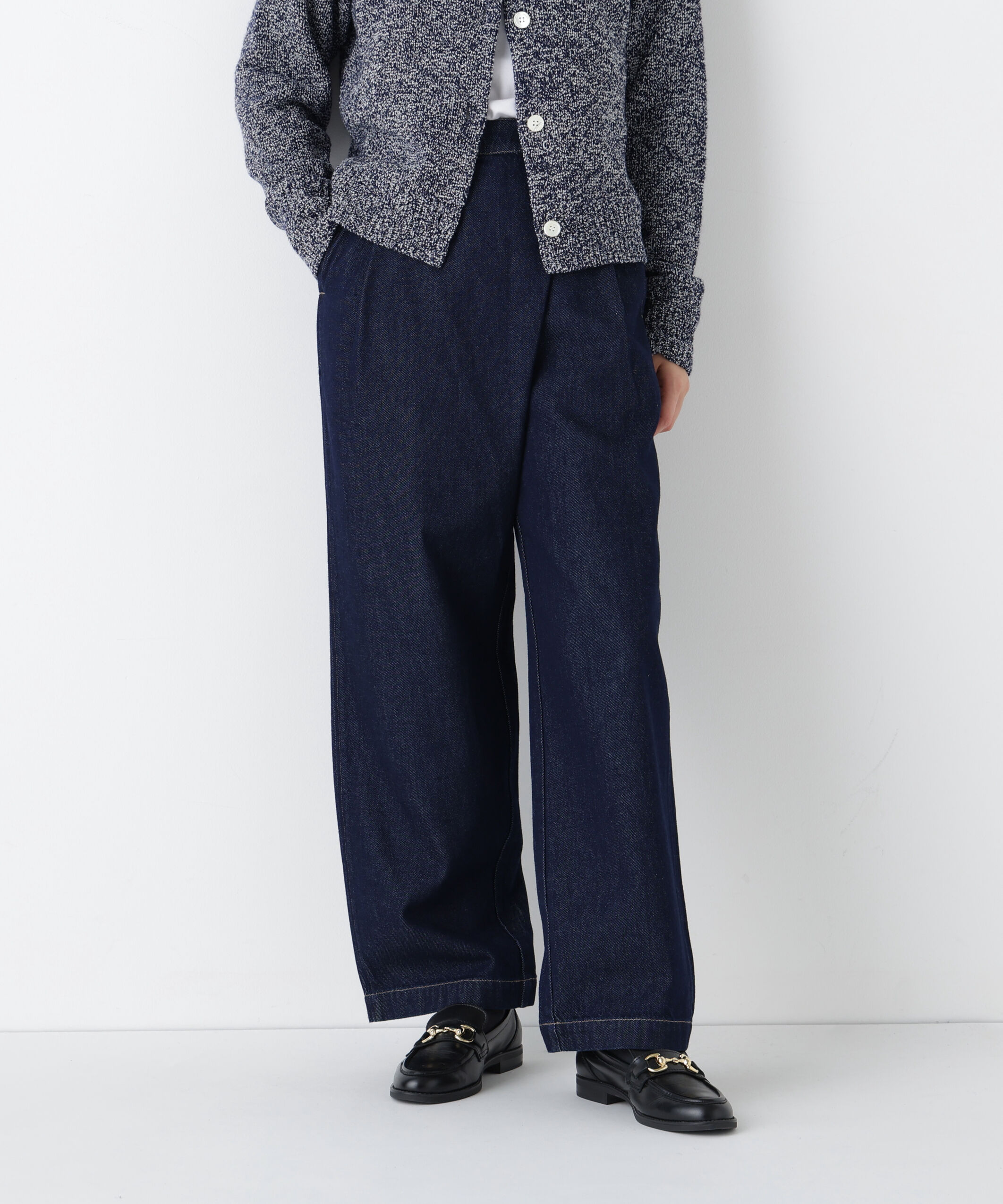  「◆ソフトデニムバレルパンツ」|その他|ネイビー