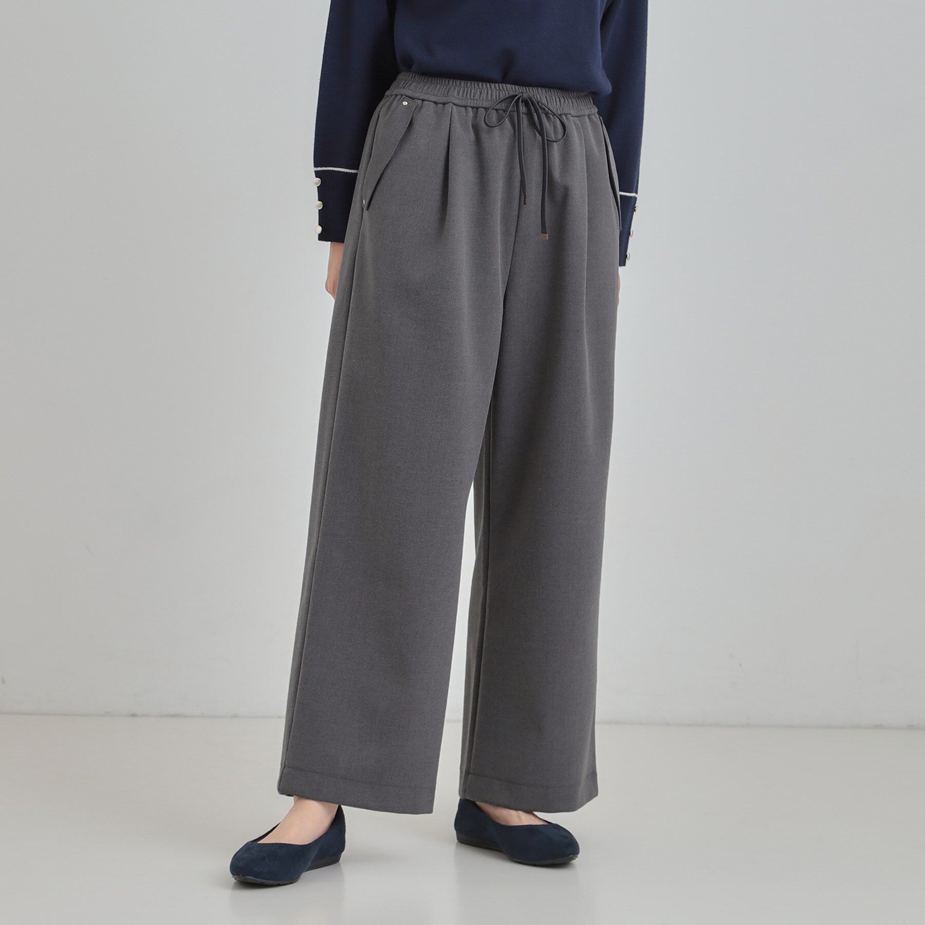 SHOO･LA･RUE「【S-LL】風を通しにくい フラップイージーワイドパンツ」|その他|