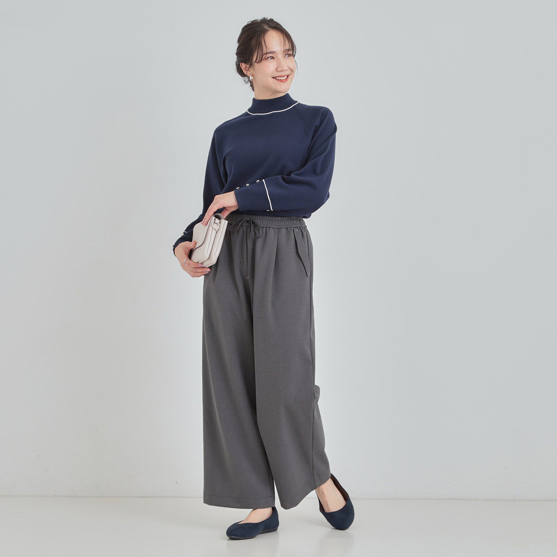 SHOO･LA･RUE「【S-LL】風を通しにくい フラップイージーワイドパンツ」|その他|