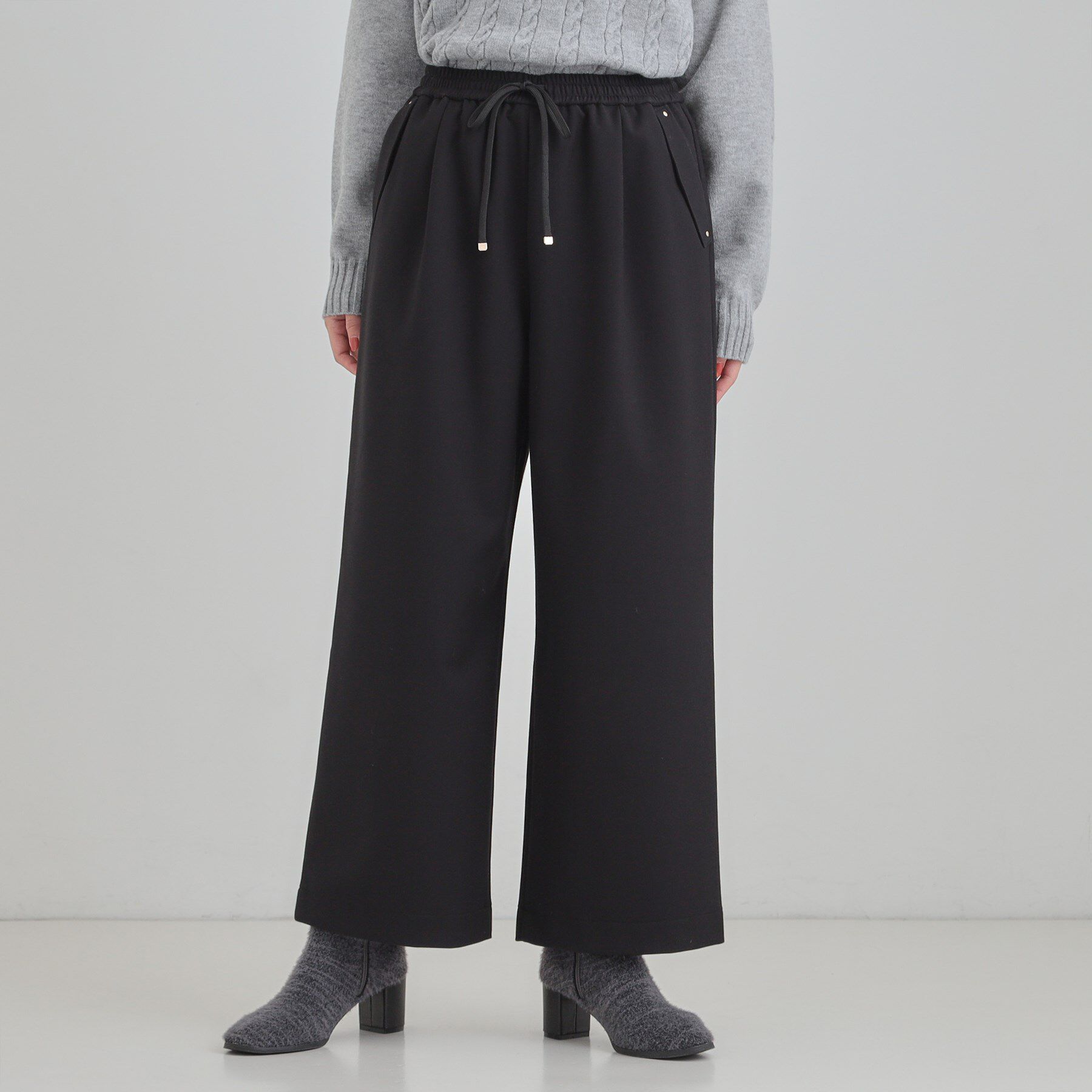 SHOO･LA･RUE「【S-LL】風を通しにくい フラップイージーワイドパンツ」|その他|