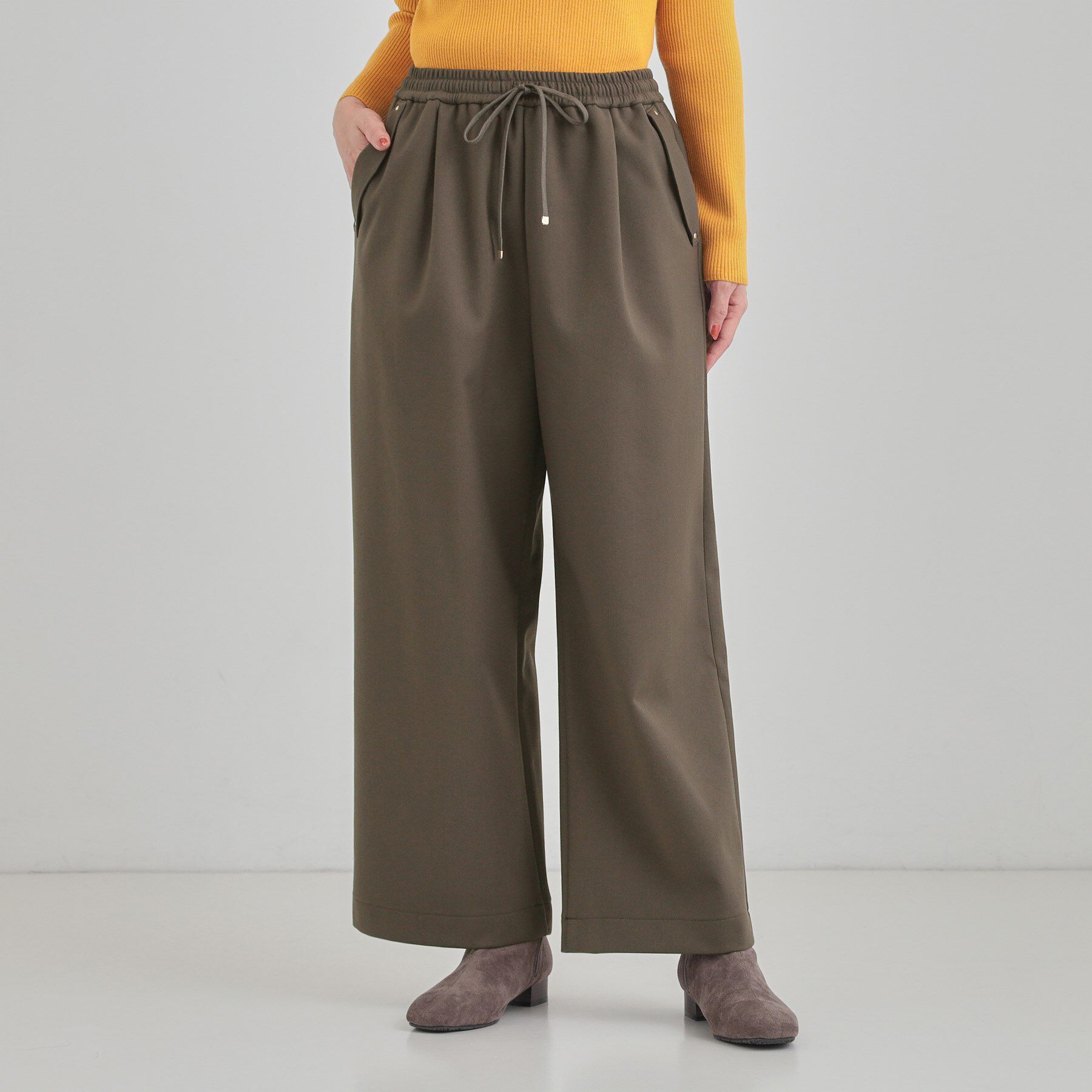 SHOO･LA･RUE「【S-LL】風を通しにくい フラップイージーワイドパンツ」|その他|