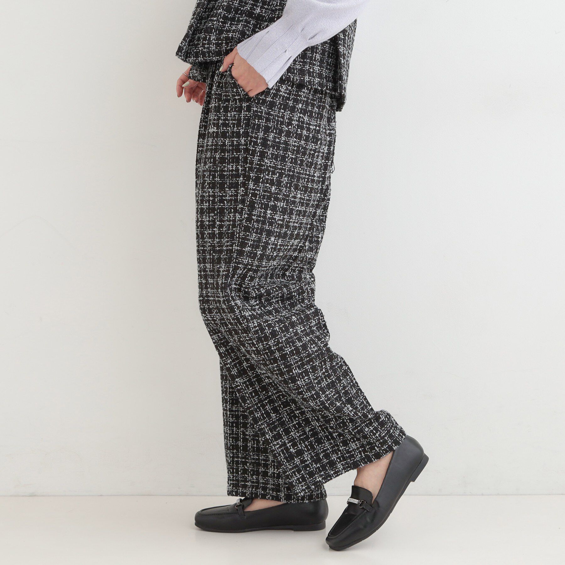 SHOO･LA･RUE「【2点セット/S-LL】着るだけで決まる クラシカルなツイード調 チェック柄セットアップ」|スーツ|