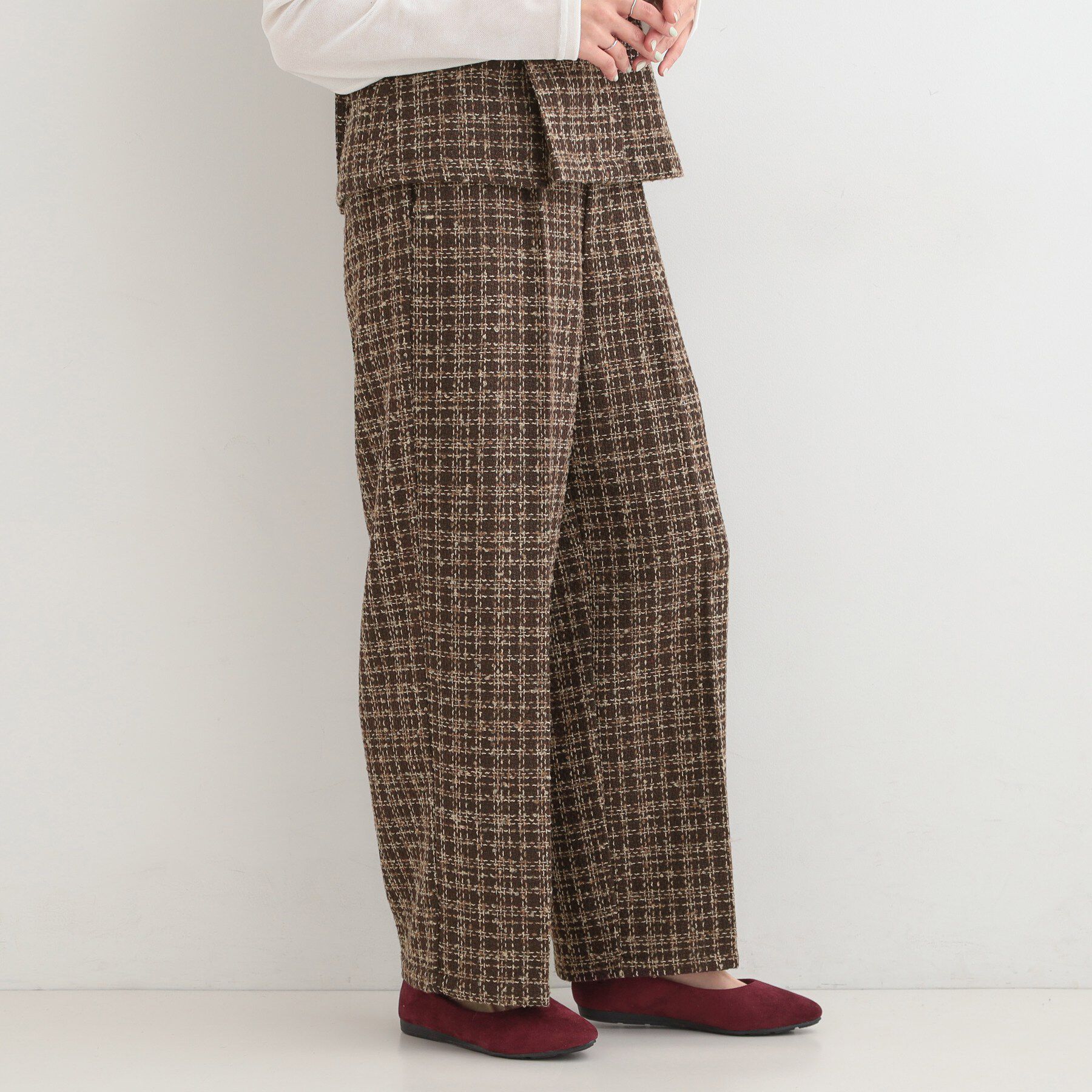 SHOO･LA･RUE「【2点セット/S-LL】着るだけで決まる クラシカルなツイード調 チェック柄セットアップ」|スーツ|