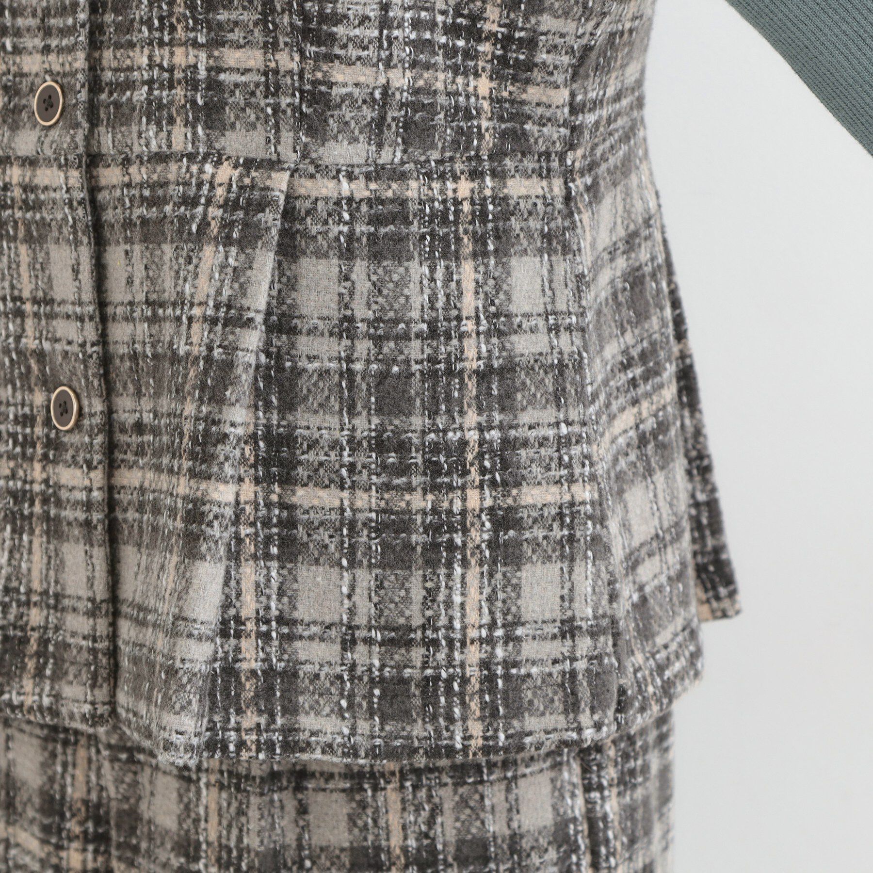 SHOO･LA･RUE「【2点セット/S-LL】着るだけで決まる クラシカルなツイード調 チェック柄セットアップ」|スーツ|