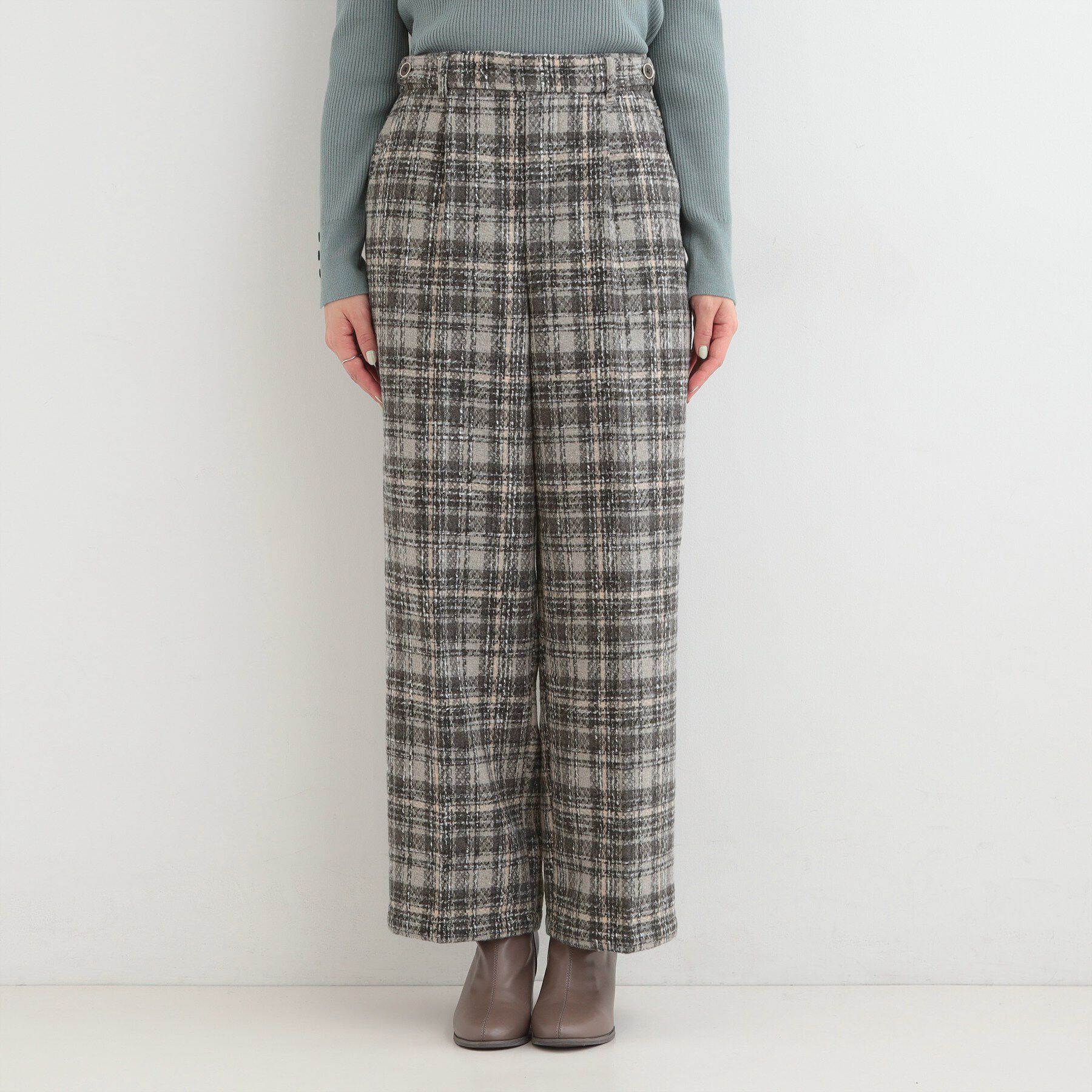 SHOO･LA･RUE「【2点セット/S-LL】着るだけで決まる クラシカルなツイード調 チェック柄セットアップ」|スーツ|