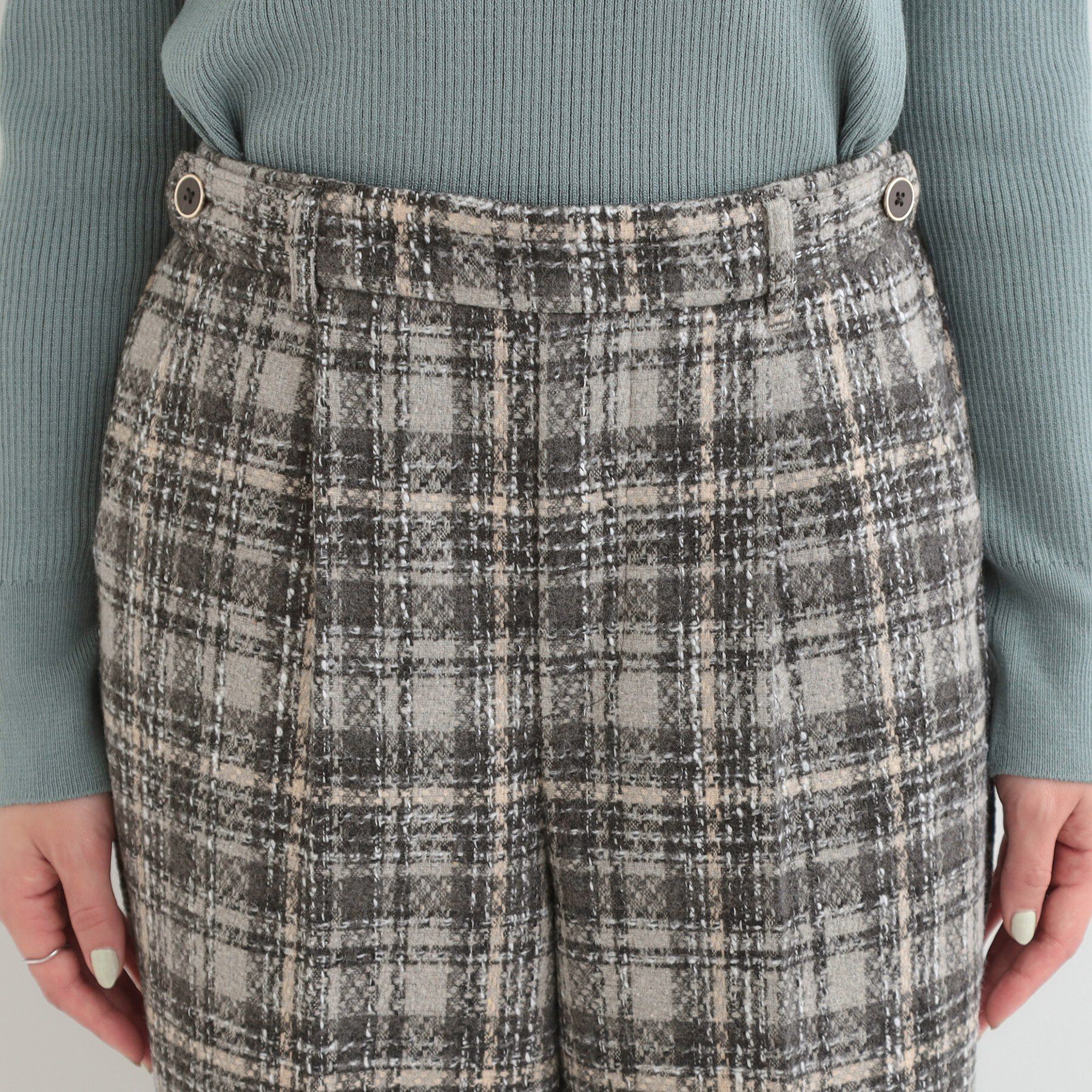 SHOO･LA･RUE「【2点セット/S-LL】着るだけで決まる クラシカルなツイード調 チェック柄セットアップ」|スーツ|