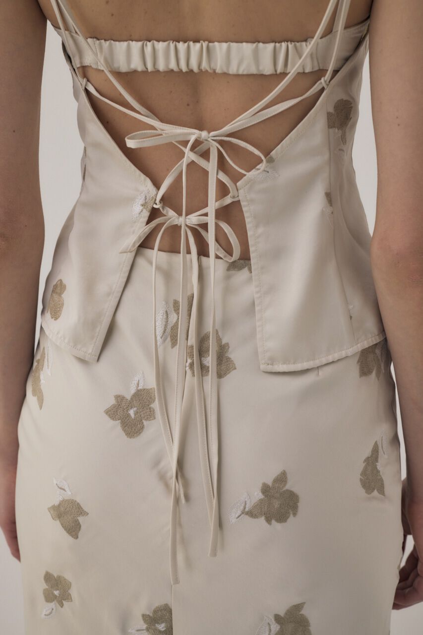 MOUSSY「リサイクルポリエステルサテン生地刺繍サテンキャミ」|キャミソール|