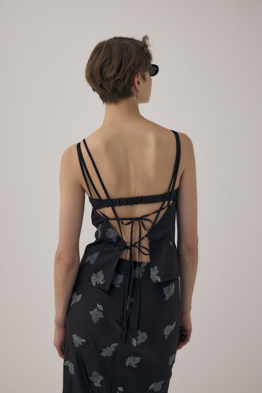 MOUSSY「リサイクルポリエステルサテン生地刺繍サテンキャミ」|キャミソール|