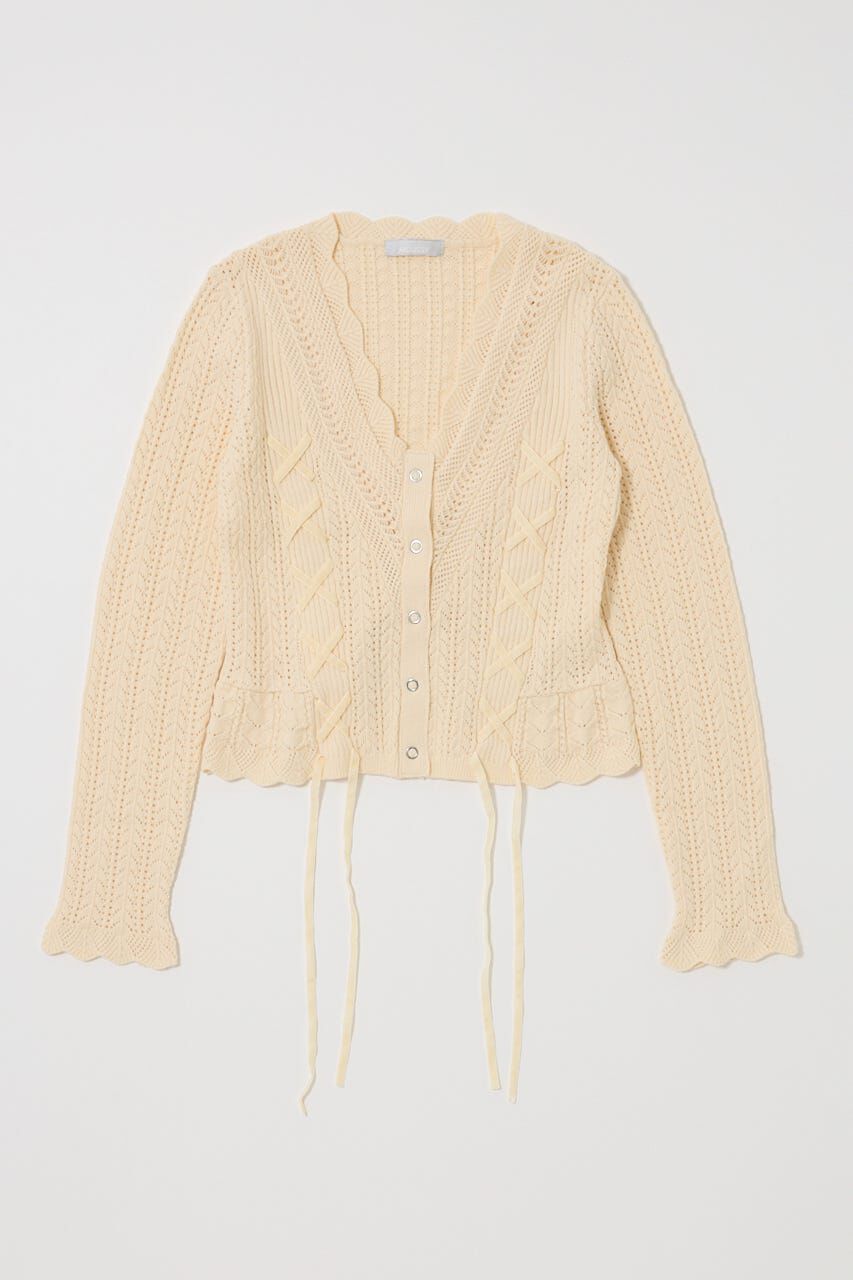 MOUSSY「LACE UP RIBBON カーディガン」|ニット・セーター|
