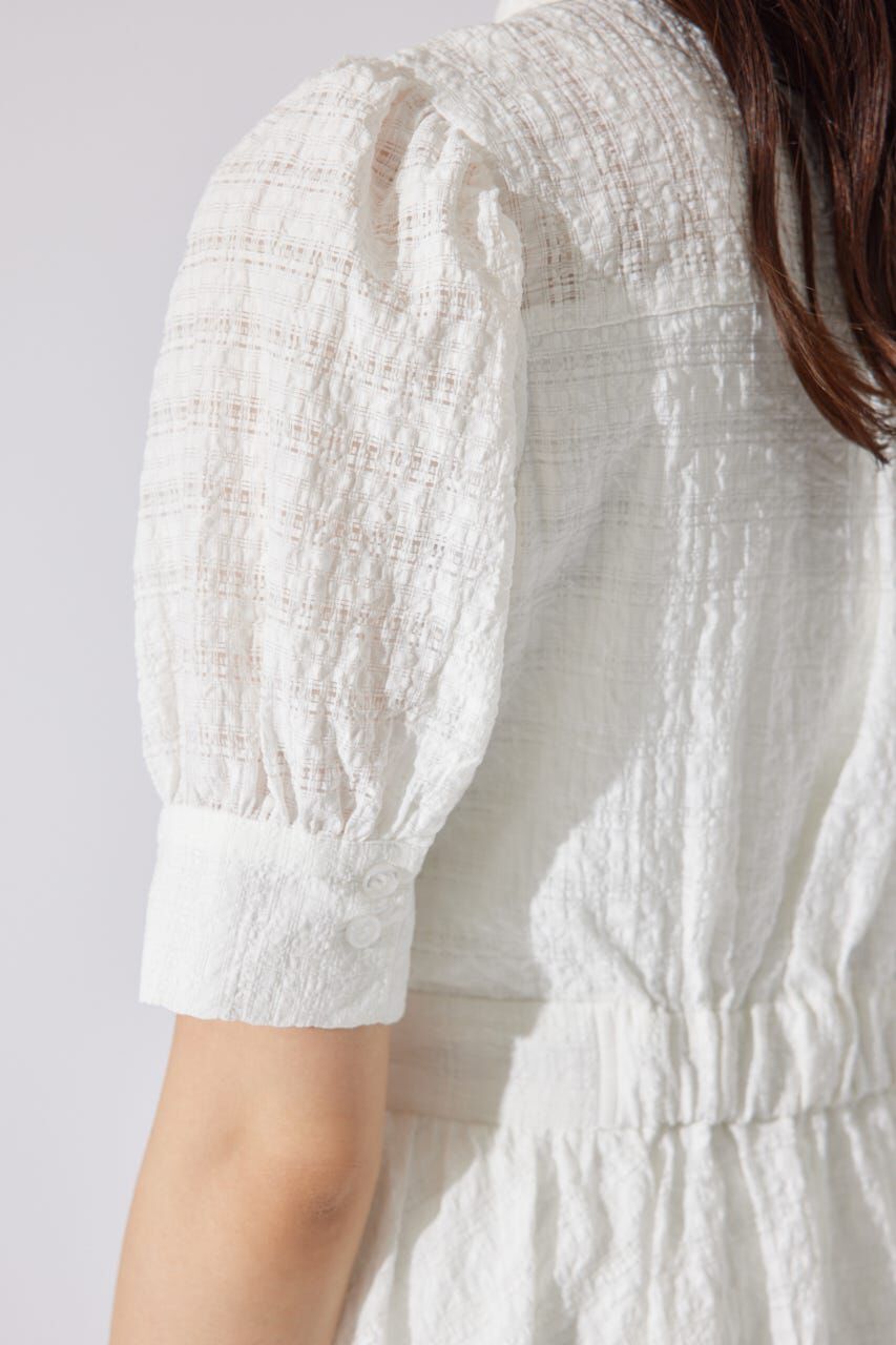 rienda「フロントシャーリングリボンミニハーフシャツフレアワンピース」|ワンピース|