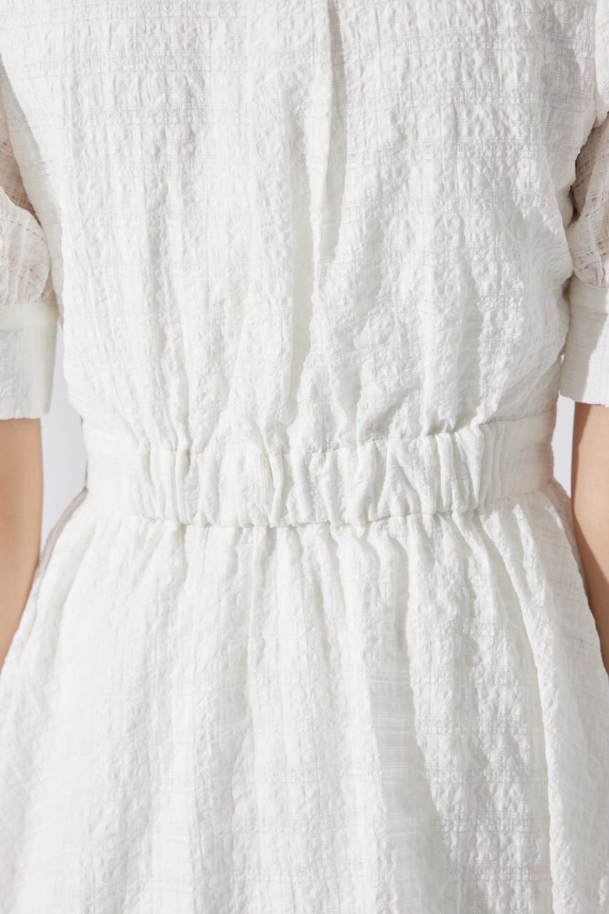 rienda「フロントシャーリングリボンミニハーフシャツフレアワンピース」|ワンピース|