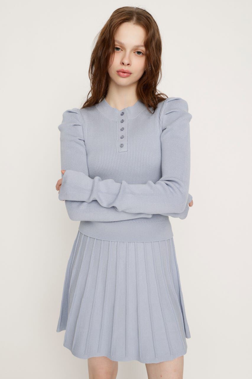 SLY「TUCK SLEEVE FLARE KNIT 2P」|ワンピース|L/BLU1