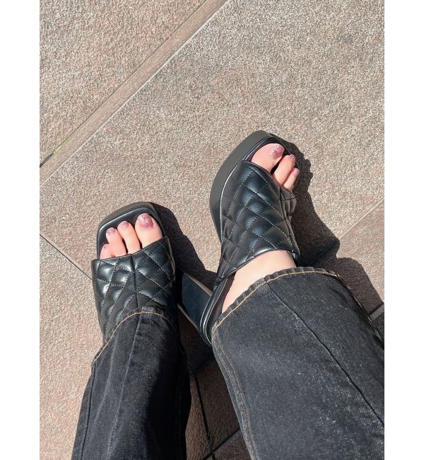 RESEXXY「キルティング厚底サンダル」|サンダル|ブラック