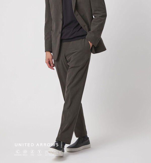 UNITED ARROWS「ライト コーデュロイ ノープリーツパンツ UA COZY ウォッシャブル ヨコストレッチ」|スーツ|OLIVE