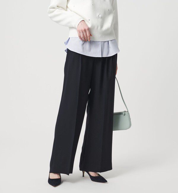 UNITED ARROWS「P 2タック ワイドパンツ ‐ウォッシャブル‐」|スラックス|NAVY