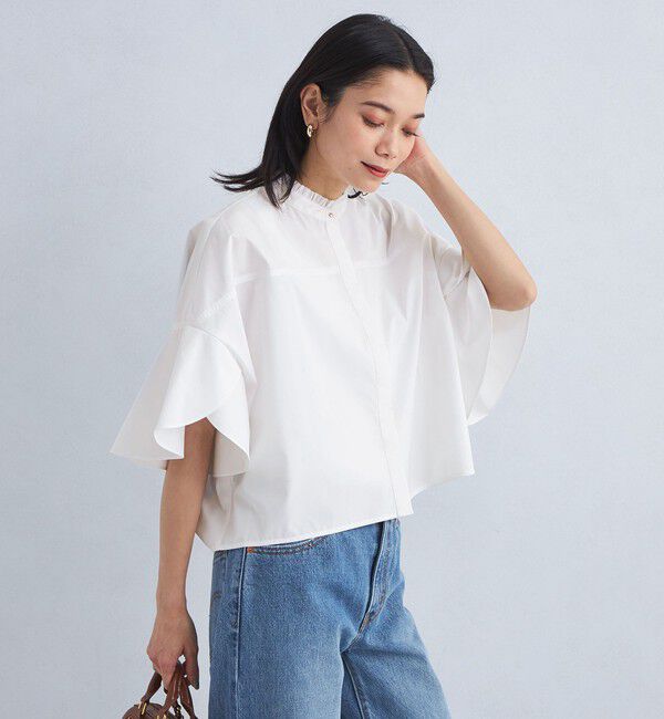 UNITED ARROWS green label relaxing「フレアスリーブ クロップド シャツ -マシンウォッシャブル・UVカット-」|シャツ・ブラウス|