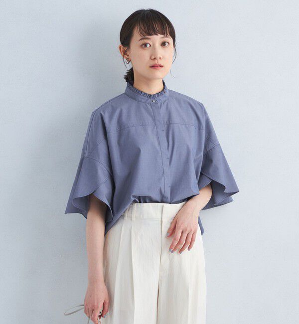 UNITED ARROWS green label relaxing「フレアスリーブ クロップド シャツ -マシンウォッシャブル・UVカット-」|シャツ・ブラウス|COBALT