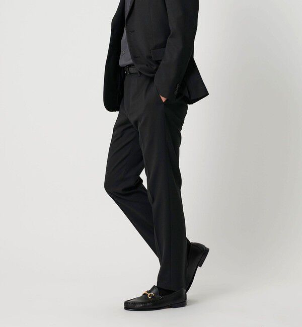 BEAUTY&YOUTH UNITED ARROWS「ピンヘッド ポリエステル ノープリーツ スリムパンツ セットアップ対応可能」|チノ|BLACK