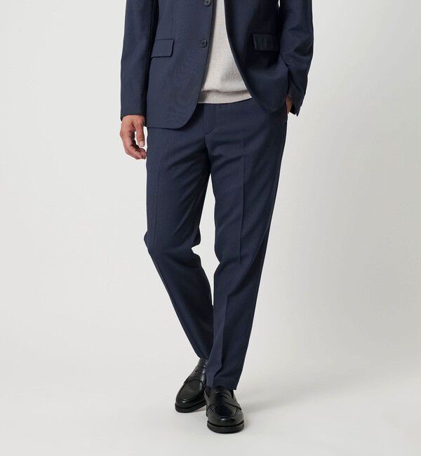 BEAUTY&YOUTH UNITED ARROWS「ピンヘッド ポリエステル ノープリーツ スリムパンツ セットアップ対応可能」|チノ|