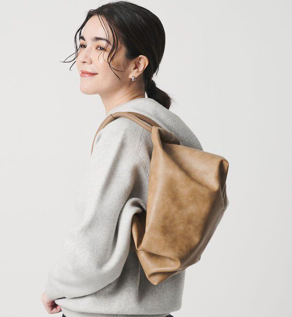 BEAUTY&YOUTH UNITED ARROWS「レザーライク コンビ タック バッグ」|ハンドバッグ|MD.BROWN