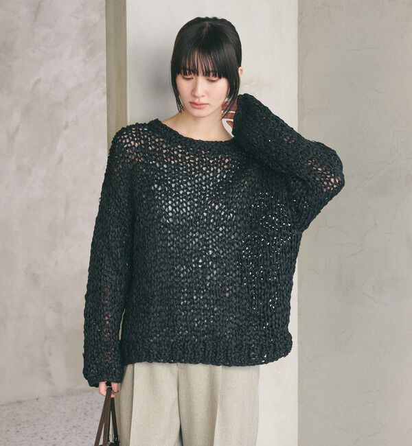 BEAUTY&YOUTH UNITED ARROWS「テープヤーン ローゲージ ニットプルオーバー」|ニット・セーター|BLACK