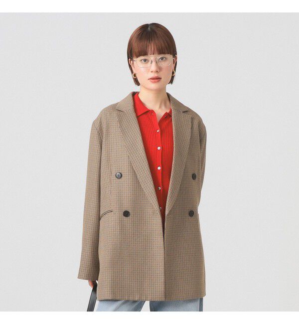 Ray BEAMS 「チェック オーバー ジャケット」|テーラードジャケット|BEIGE
