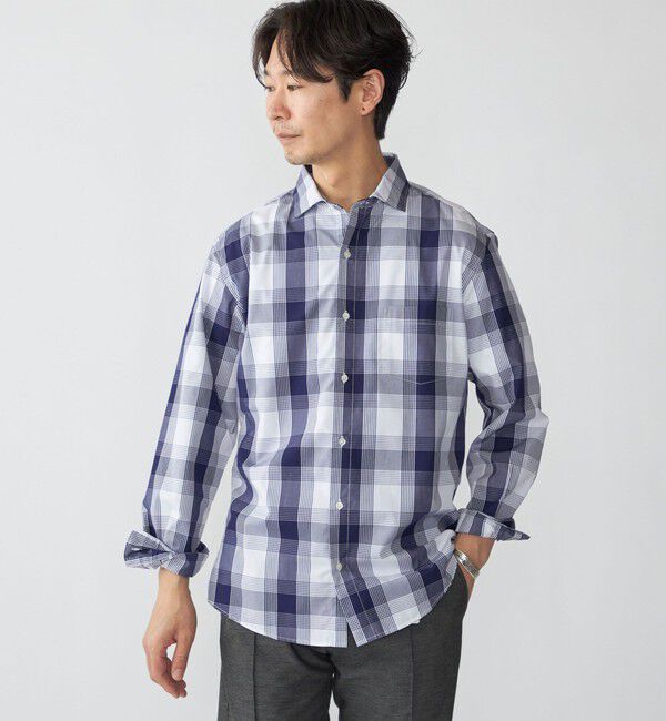 SHIPS「SHIPS: ワイドカラー ネイビー バリエーション チェック シャツ」|シャツ・ブラウス|