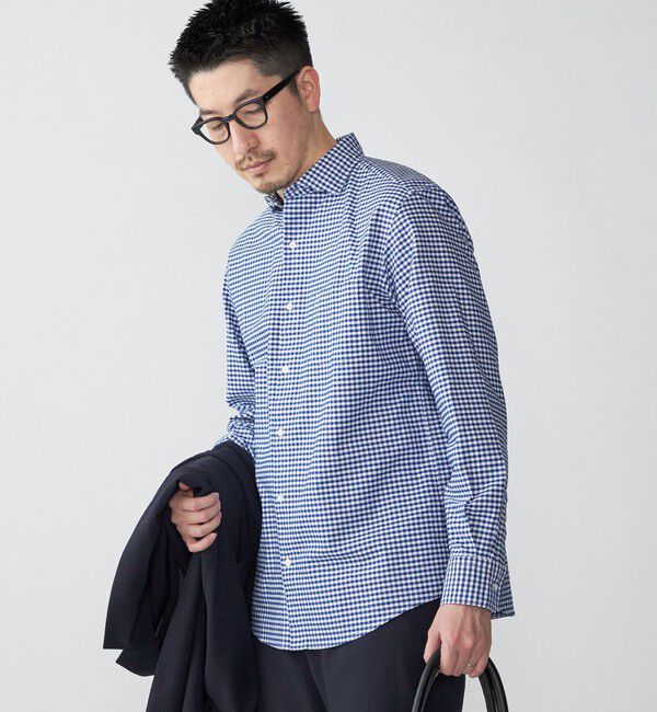 SHIPS「SHIPS: ワイドカラー ネイビー バリエーション チェック シャツ」|シャツ・ブラウス|