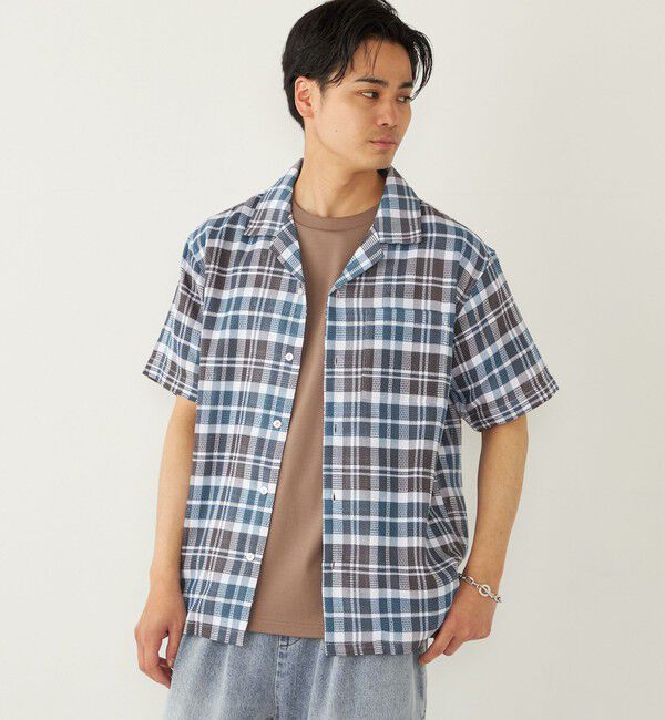SHIPS Colors 「SHIPS Colors: 〈洗濯機可能〉 カラミ チェック オープンカラー シャツ」|シャツ・ブラウス|