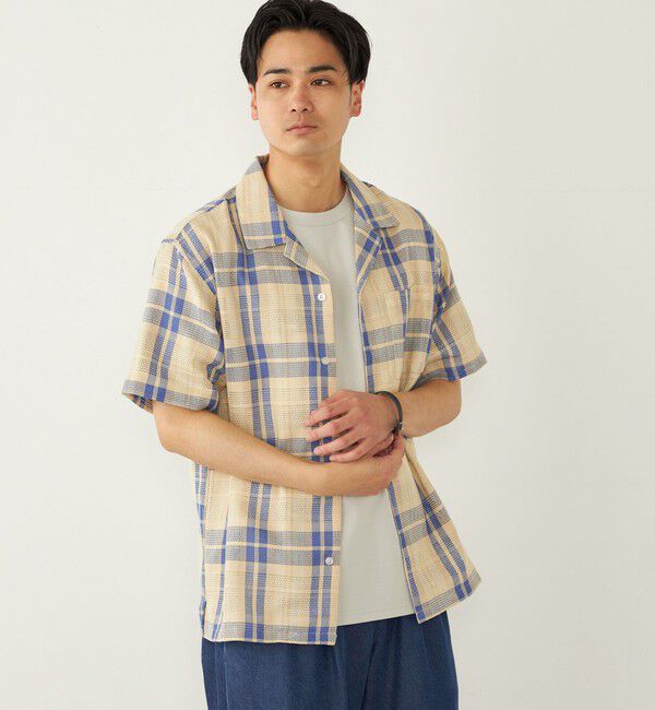 SHIPS Colors 「SHIPS Colors: 〈洗濯機可能〉 カラミ チェック オープンカラー シャツ」|シャツ・ブラウス|