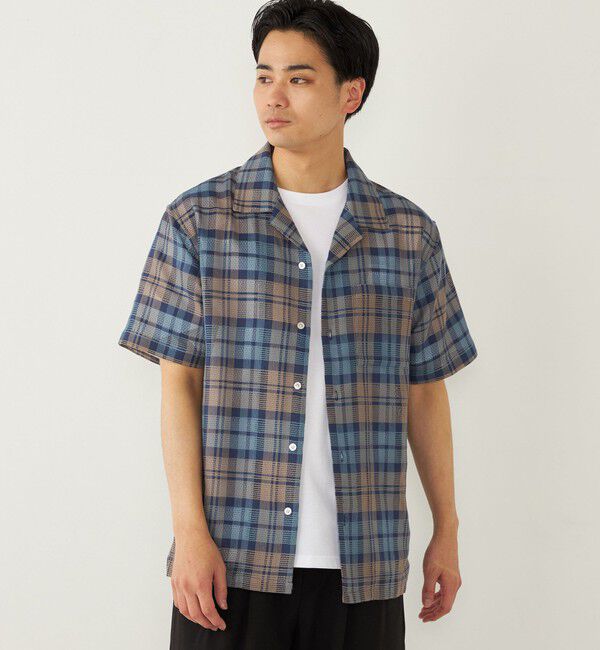 SHIPS Colors 「SHIPS Colors: 〈洗濯機可能〉 カラミ チェック オープンカラー シャツ」|シャツ・ブラウス|