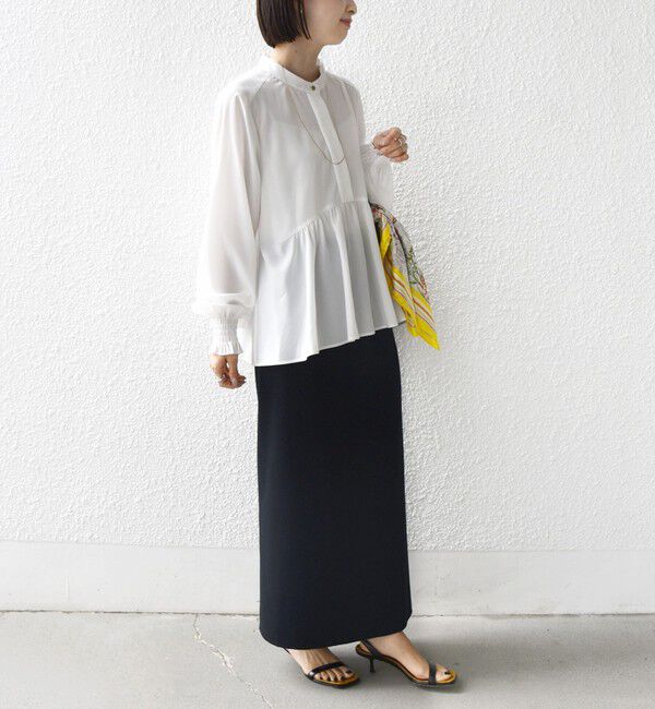 SHIPS for women「《予約》【WEB限定】〈手洗い可能〉ドット 花柄 袖 シャーリング ブラウス」|シャツ・ブラウス|