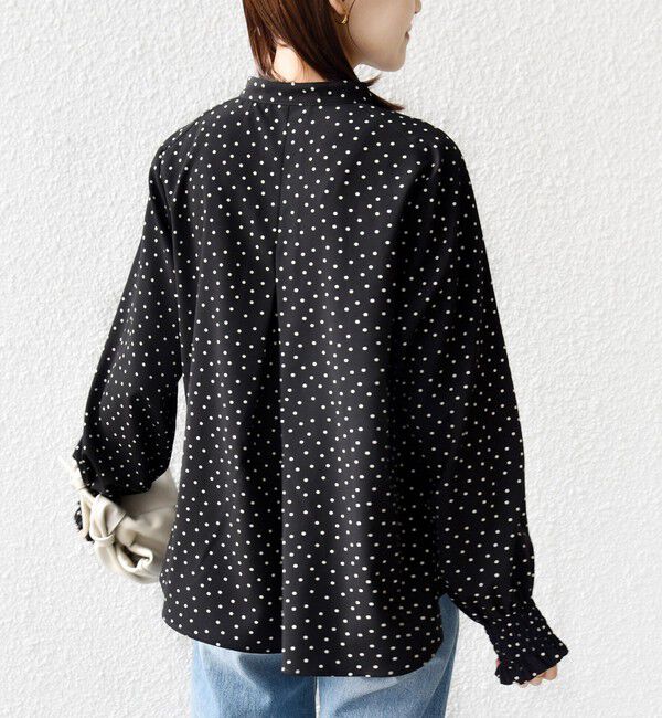 SHIPS for women「《予約》【WEB限定】〈手洗い可能〉ドット 花柄 袖 シャーリング ブラウス」|シャツ・ブラウス|