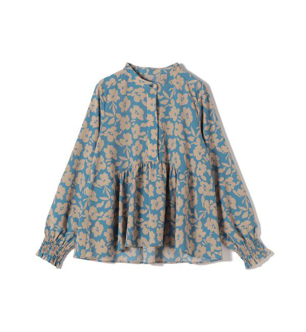 SHIPS for women「《予約》【WEB限定】〈手洗い可能〉ドット 花柄 袖 シャーリング ブラウス」|シャツ・ブラウス|