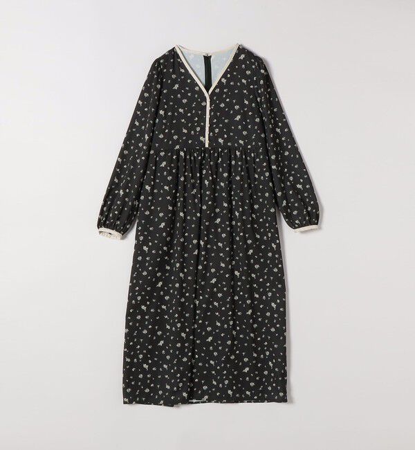 SHIPS any「《予約》SHIPS any:〈洗濯機可能〉フラワー プリント バイカラー Vネック ギャザー ワンピース」|ワンピース|