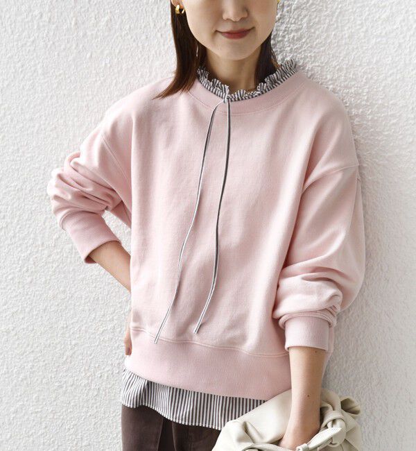 SHIPS for women「《予約》【WEB限定】〈手洗い可能〉ブラウス コンビ スウェット プルオーバー」|スウェット・ジャージ|ライトピンク