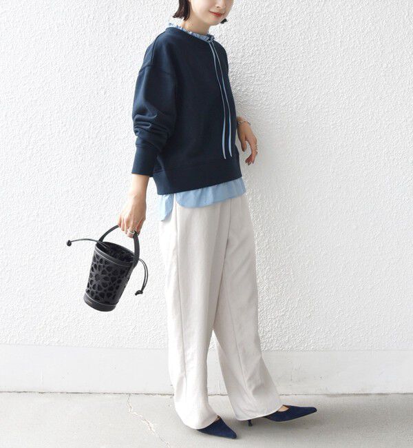 SHIPS for women「《予約》【WEB限定】〈手洗い可能〉ブラウス コンビ スウェット プルオーバー」|スウェット・ジャージ|