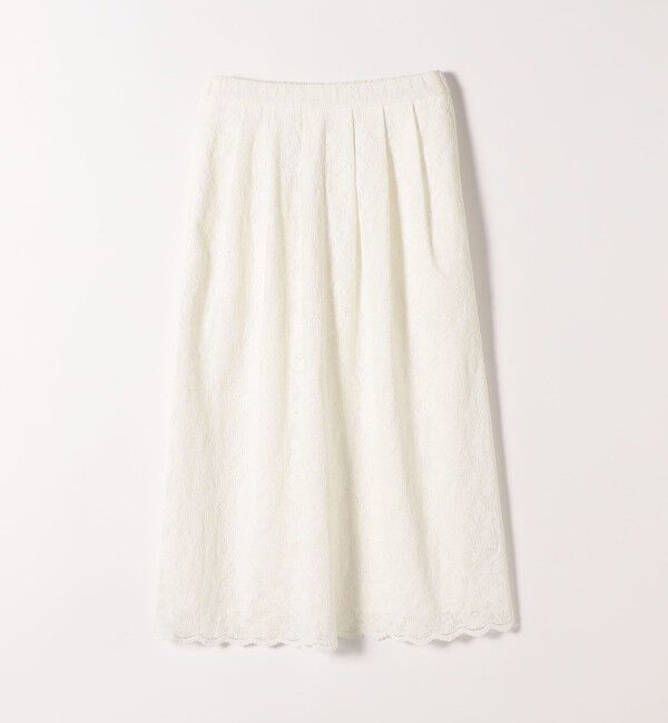 SHIPS any「《予約》SHIPS any:〈手洗い可能〉フラワー メッシュ レース タック セミフレア スカート」|スカート|