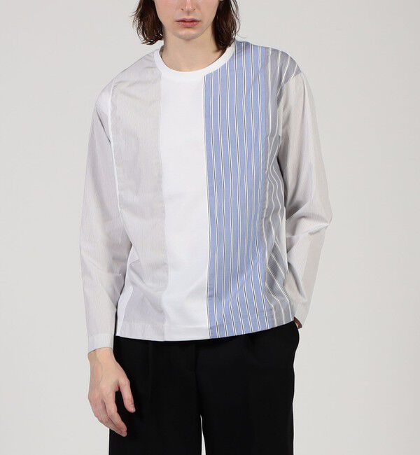 TOMORROWLAND MENS「コットン シャツコンビ クルーネックプルオーバー」|Tシャツ・カットソー|