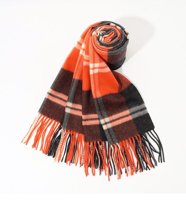 TOMORROWLAND GOODS「TOMORROWLAND チェック カシミヤストール」|ストール|26 オレンジ系
