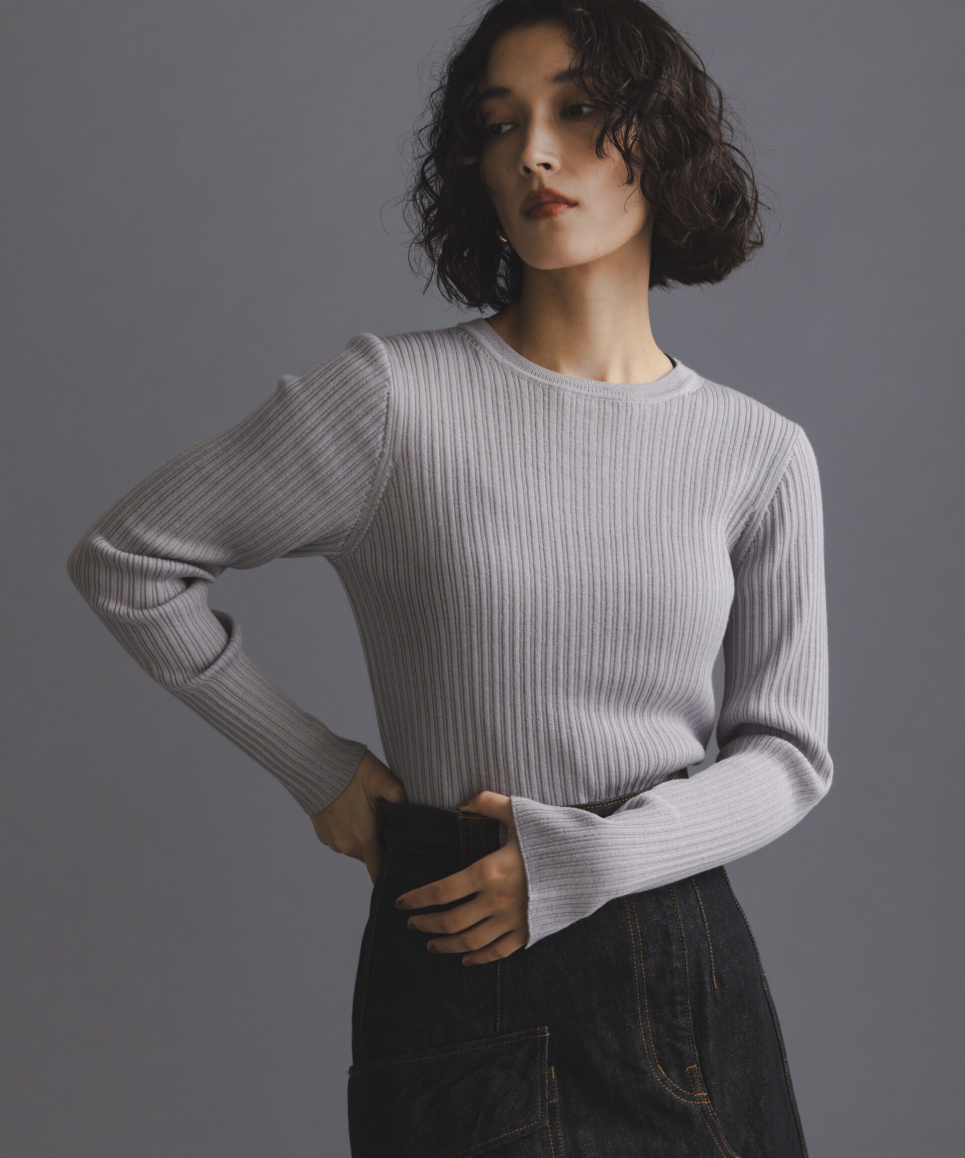 nano･universe「毛玉レスニットクルーネックリブプルオーバー」|ニット・セーター|